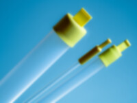 Product image: Transparent high-purity PFA plastic tubing with sterile caps